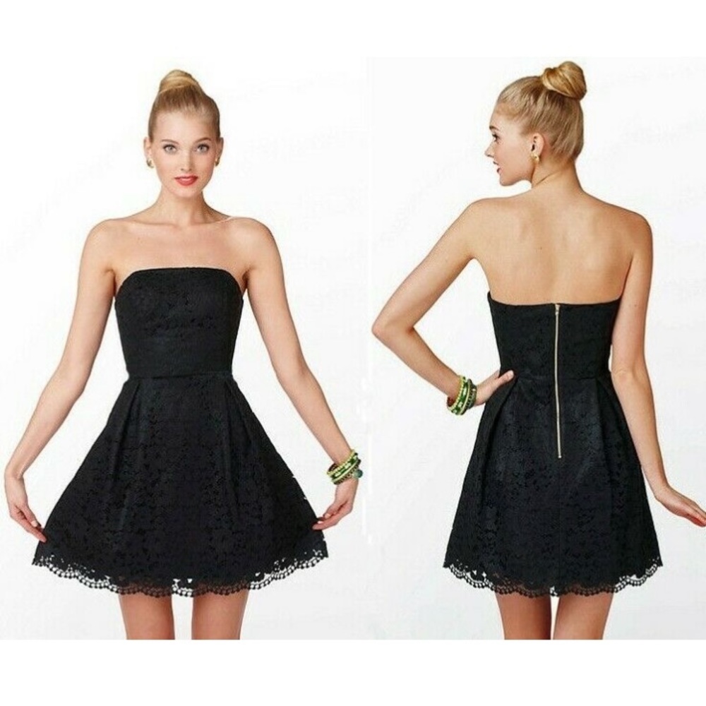 Lilly Pulitzer Marielle black lace strapless sz 6